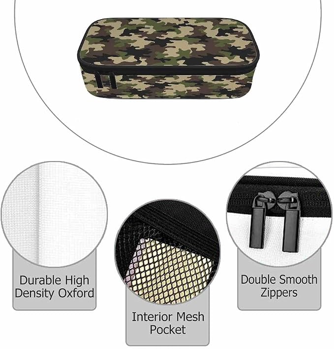 Camouflage Pencil Holder Bag Brown Green Abstract Modern Pattern Pencil Case - Image 3