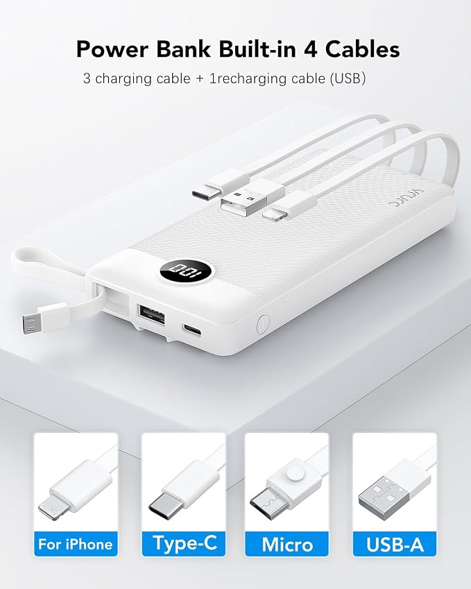 VRURC Portable Charger Power Bank, USB C Battery Pack 10000mAh, 5 Outputs 2 - Image 2