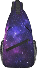 Galaxy Crossbody Sling Bags for Women Men Abstract Blue Nebula Beautiful Night by Unknown