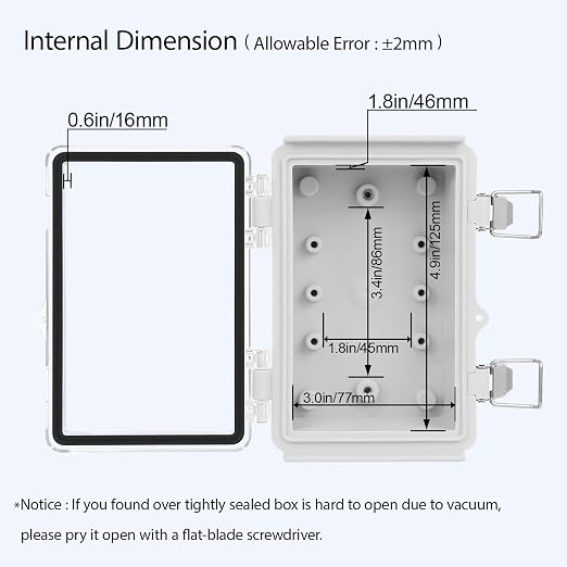 LeMotech Electrical Box, IP67 Waterproof Hinged Clear Cover Stainless Steel - Image 5