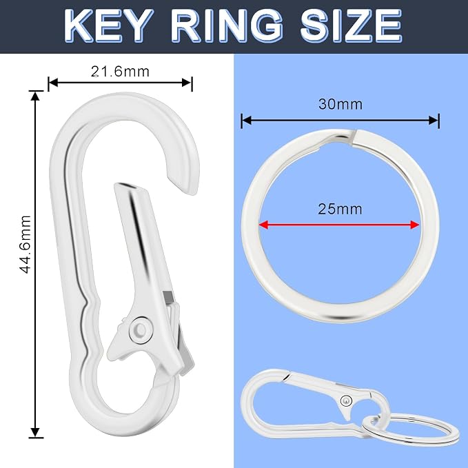 CooBigo 4Pack Small Keychain Rings, Metal Key Carabiner Clip, Mini EDC Key Ring - Image 2