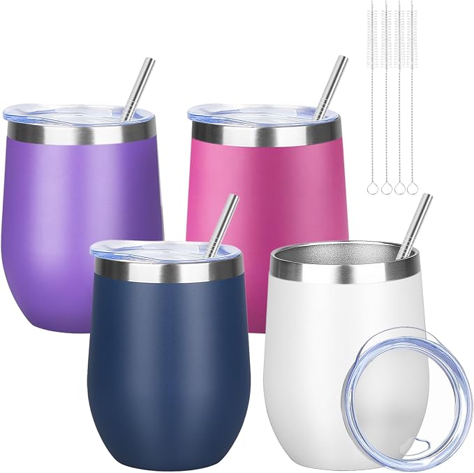 12oz/4 Pack Wine Tumbler Glasses by YEBTSLife