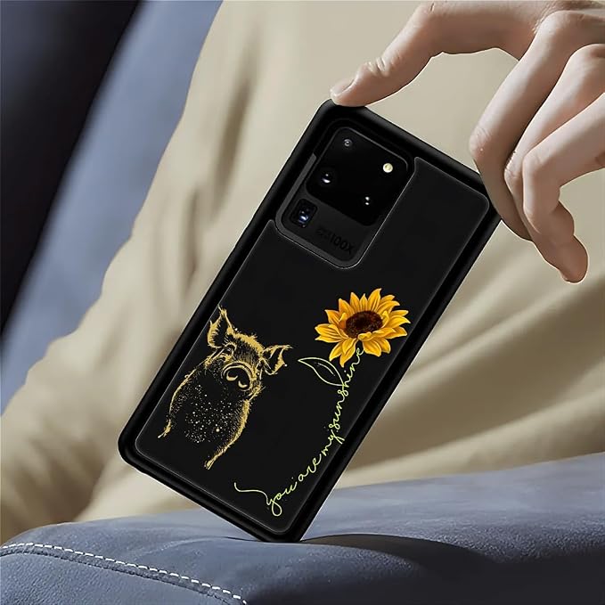 for Samsung Galaxy S20 Ultra Case, Pig Sunflower Yellow Sunshine Pattern - Image 7
