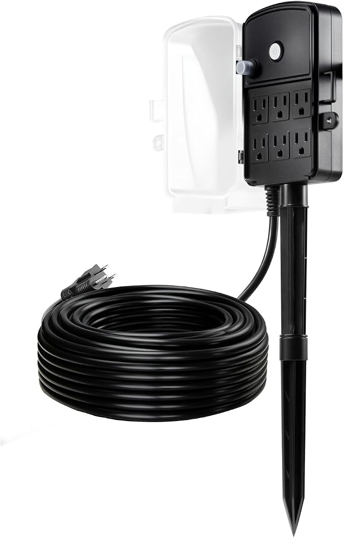 VEVOR Outdoor Power Stake Waterproof, 100 FT Extension Cord, Outdoor Power Strip - Image 9