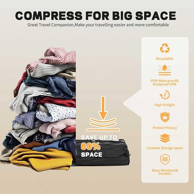 Reusable Vacuum Bags for Travel, Professional Waterproof IPX8 Vacuum - Image 5