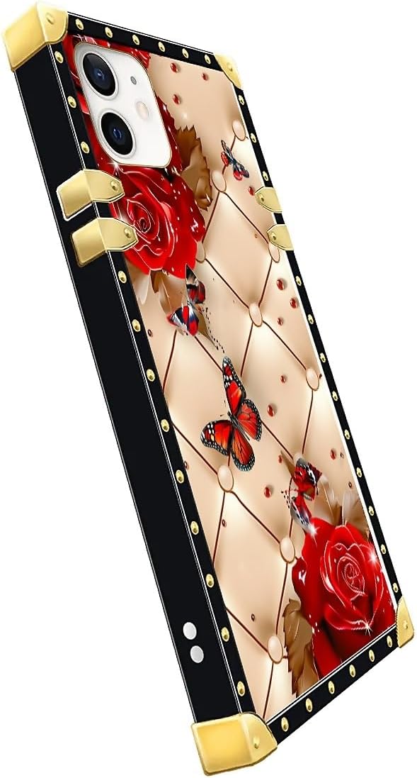 Compatible with iPhone 11 Case, Shining Red Rose Butterfly Leather Background - Image 4