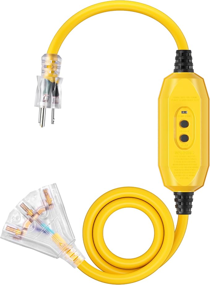 DEWENWILS 6FT Automatic GFCI Extension Cord Outdoor, Heavy Duty 12/3 SJTW Cord by DEWENWILS