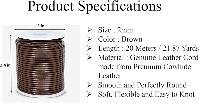 GENIQUE Real/Genuine Round Leather String Cord - Image 3