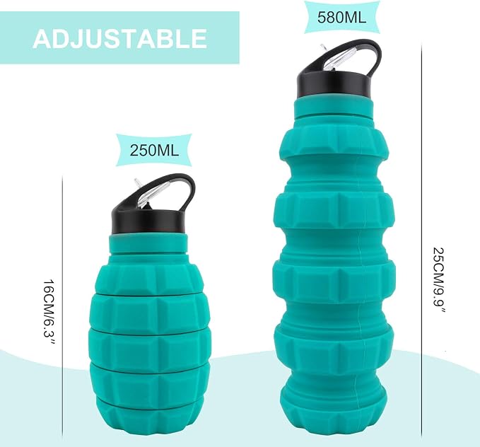 QiCheng&LYS 19.5oz Collapsible Travel Water Bottle, Reuseable BPA Free Silicone - Image 7
