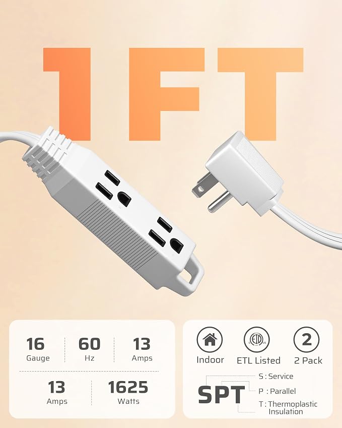 DEWENWILS 3 Outlet Extension Cord - Image 2