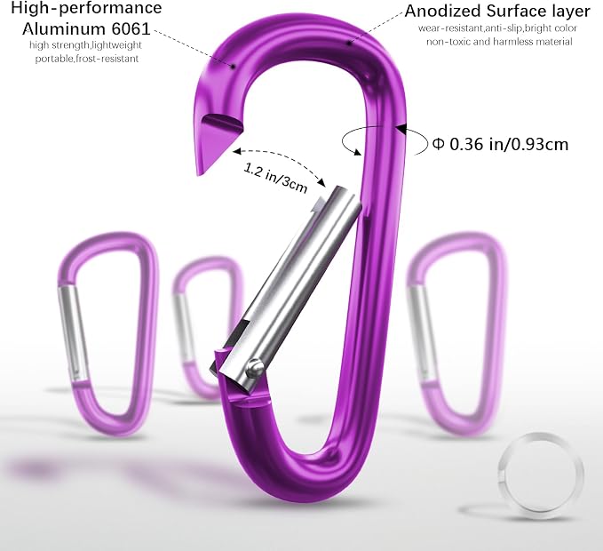 sprookber 4" & 5" Extra Large Aluminum Carabiner D Ring, Caribeener Clips - Image 4