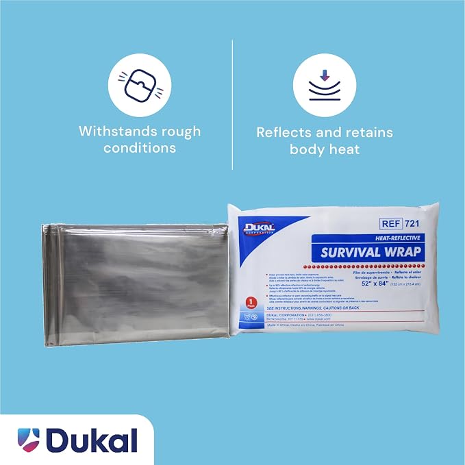 Dukal 721 Emergency Survival Blanket Mylar Wrap | Thermal Properties, - Image 4