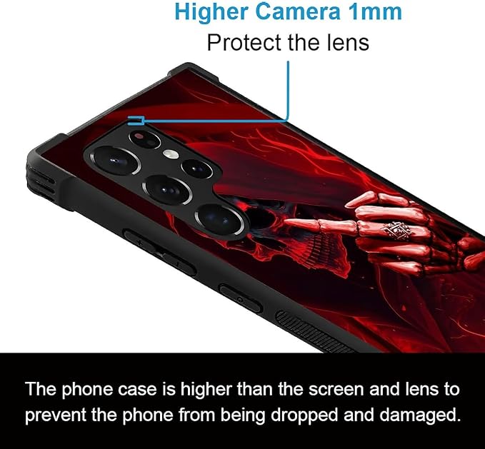 for Samsung Galaxy S23 Ultra Case, Gestures Funny Skull Pattern Graphic Design - Image 2