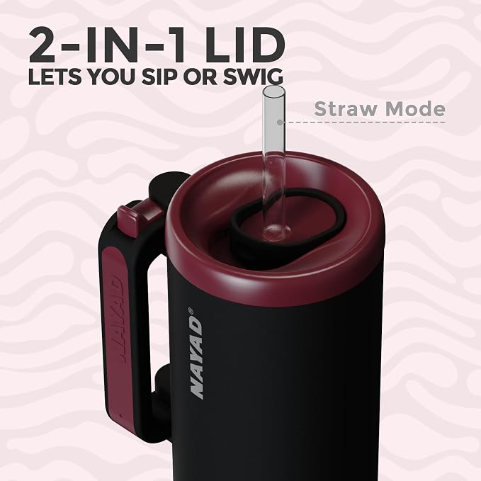 NAYAD 40oz Travel Tumbler with Handle and Straw|Cup Holder Friendly Insulated - Image 5