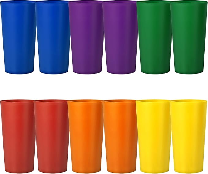 26-ounce Plastic Drinking Glasses Stackable Tumblers Water Cups Mixed Drinkware by ZAINCA