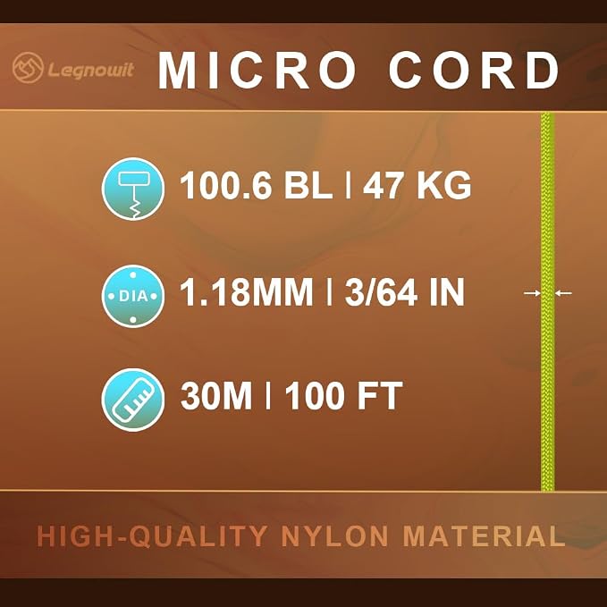 Micro Paracord, 1.18mm x 100ft Thin Mini Utility Braided Small Paracord - Image 2