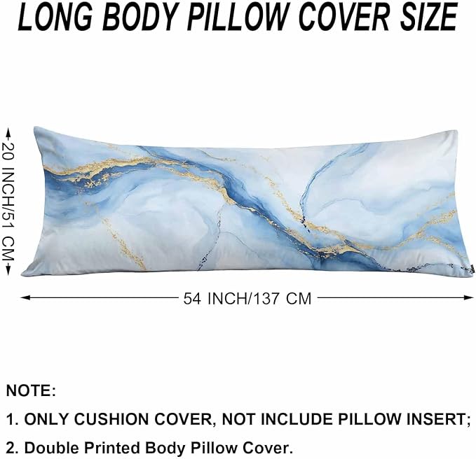 Couch Pillows Decorative Body Pillow Cover Marble, Abstract Marble Blue Gold - Image 6