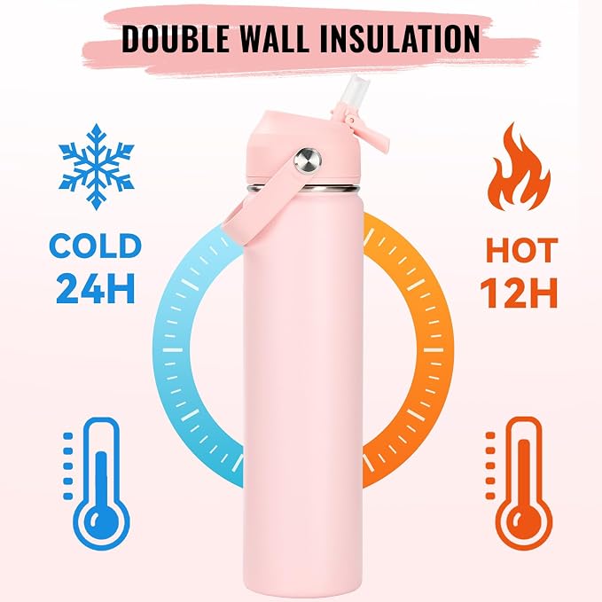 Fijinhom 24oz Insulated Stainless Steel Water Bottle, Wide Mouth Double Wall - Image 6