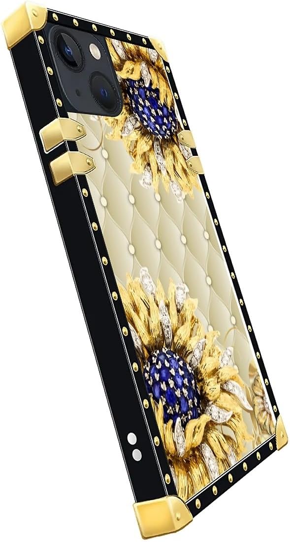 Compatible with iPhone 14 Case, Sunflower Diamonds Leather Luxury Golden - Image 4