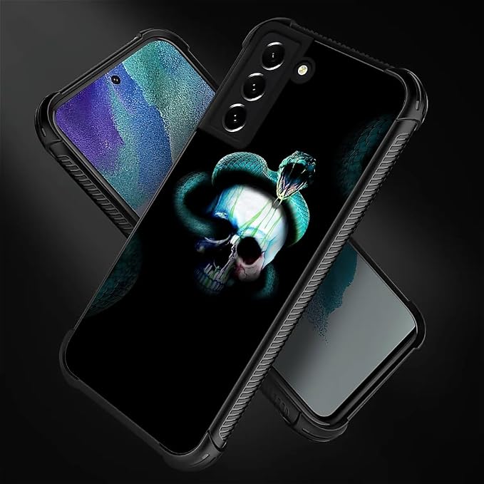 for Samsung Galaxy S21 Case, Skeleton Winding Snake Pattern Graphic Design Girl - Image 2