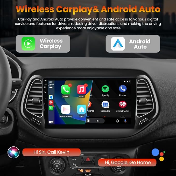 AWESAFE Android 13 Car Stereo for Jeep Compass 2017 2018 2019 2020, GPS - Image 2