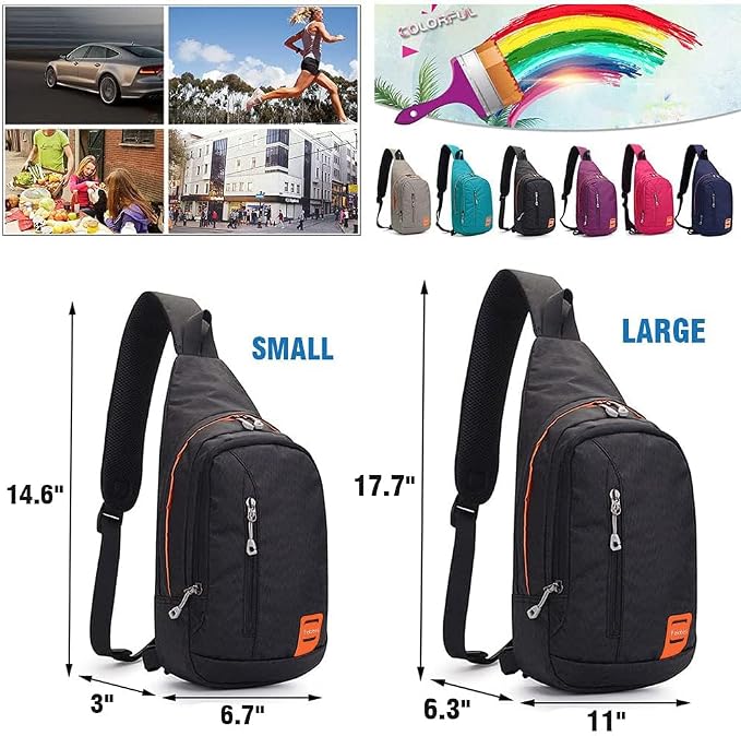 Peicees Small Sling Backpack Waterproof Unisex Shoulder Bag Chest Crossbody - Image 4