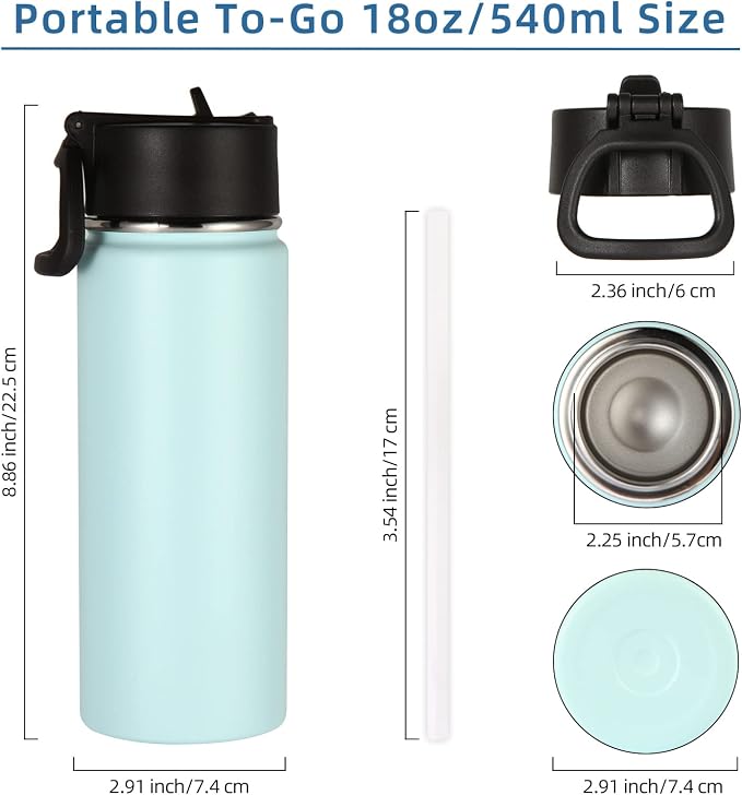 Volhoply 18oz Insulated Water Bottle Bulk 4 Pack, Kids Stainless Steel Water - Image 4