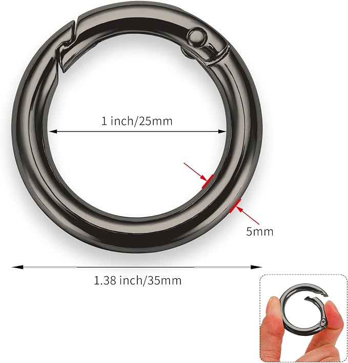 Gkeygo Key Ring Clip, 1 Inch Keychain Rings, 8 Pack Round Carabiner Clip - Image 5