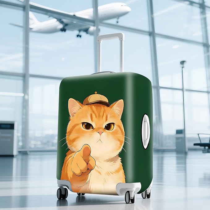 ANNA QUEEN Funny Cat Luggage Cover, Cute Cartoon Stretchable Suitcase Protector - Image 9