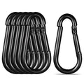 Black Carabiner, Heavy Duty Galvanized Steel Spring Snap Hook Carabiner Clips by High-PQ