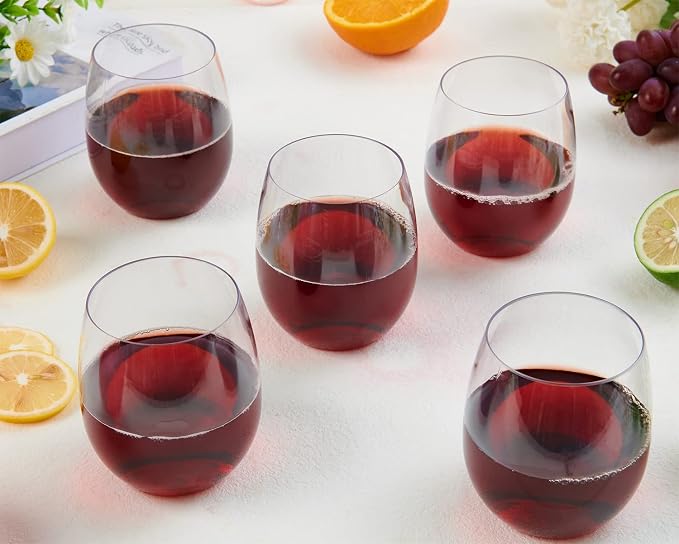 FOCUSLINE 32 Pack Plastic Wine Glasses Stemless, 12 Oz Crystal Clear Disposable - Image 7