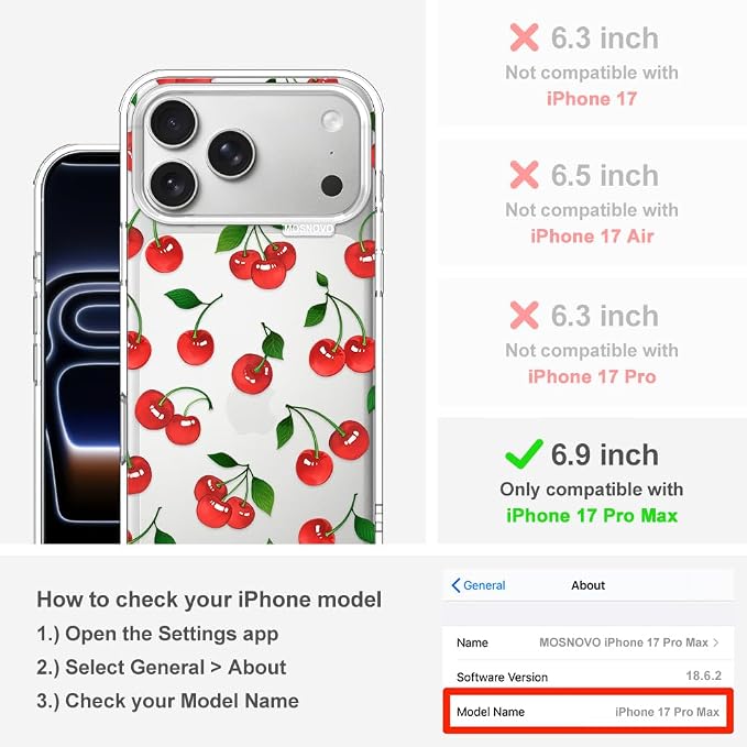 MOSNOVO for iPhone 17 Pro Max Case | Military Grade 6.6ft Drop Tested | Camera - Image 2