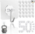 DDMY Hooks for Hanging, 50 Pack Wall Hooks 50lb Transparent Reusable Waterproof by DDMY