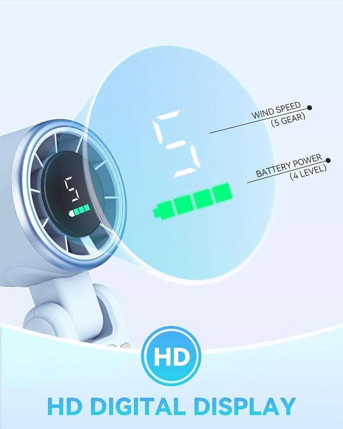PlayHot Portable Handheld Turbo Fan, 5-Speed Personal Fans, 5000mAh - Image 7