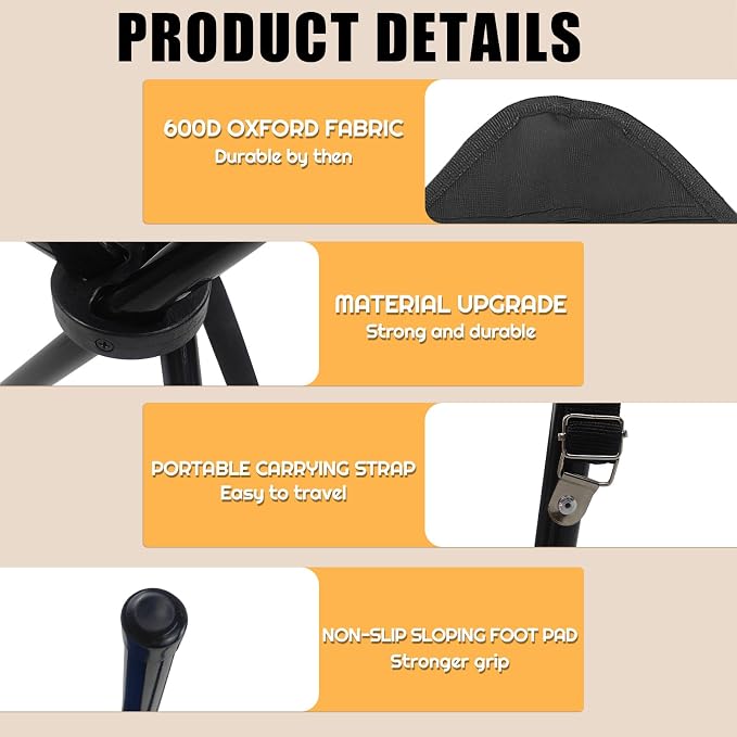 Travel Folding Camping Stool, Outdoor Tripod Seat, Folding Camping Chairs - Image 4