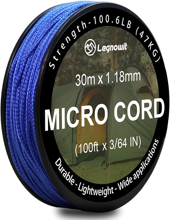 Micro Paracord, 1.18mm x 100ft Thin Mini Utility Braided Small Paracord by Legowitoutdoor