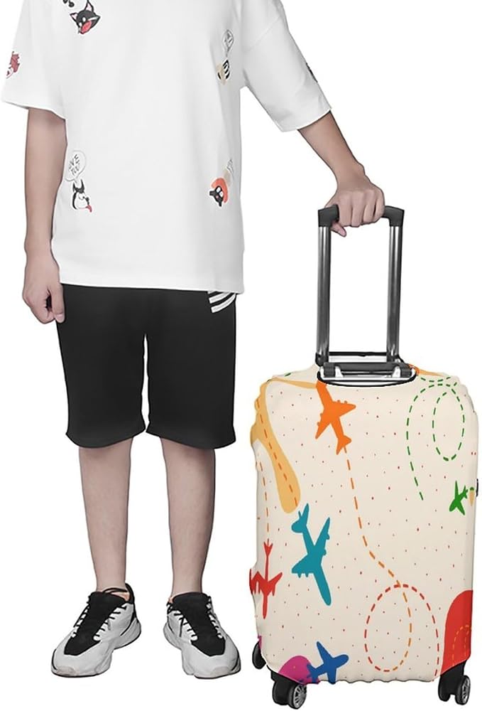 Colorful Airplane Stretch Luggage Cover, Washable Suitcase Protector Fits - Image 6