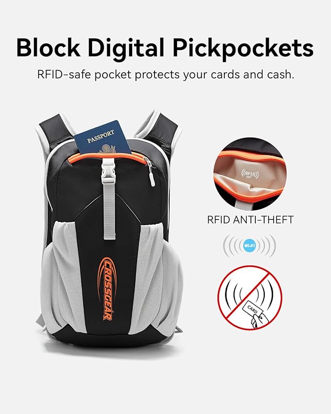 16L Small Hiking Backpack, CROSSGEAR Lightweight Waterproof Foldable Backpack - Image 6