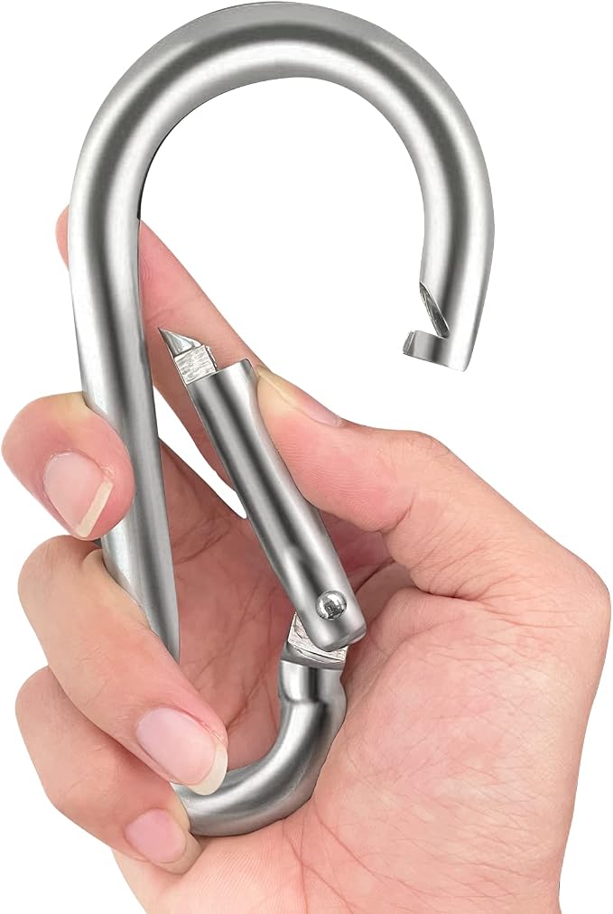 Locking Carabiner Clips, Stainless Steel Spring Snap Hook Locking Carabiner - Image 7