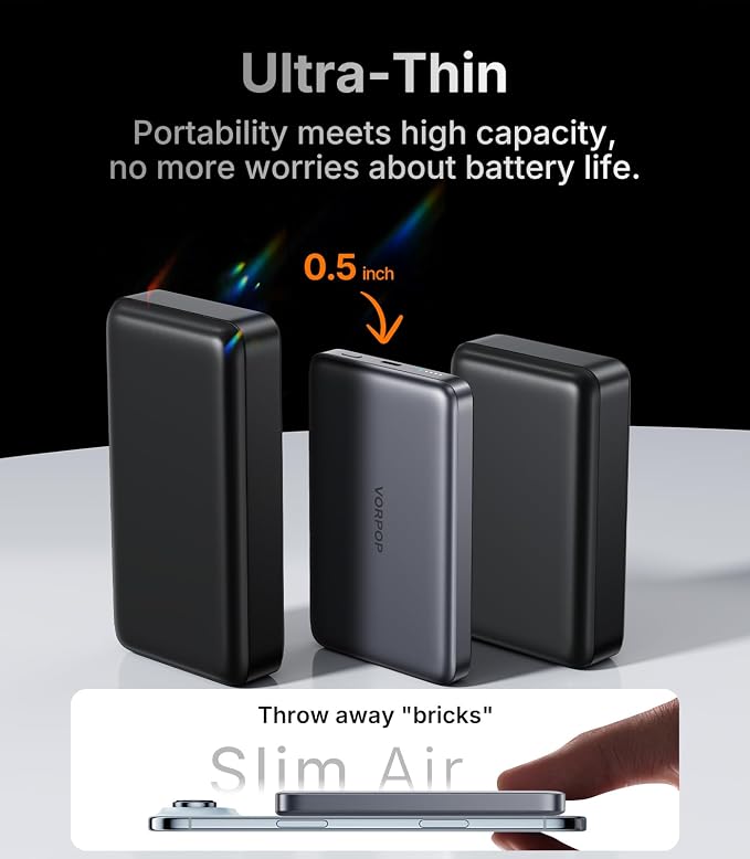 Portable Charger for iPhone, 0.5" Ultra-Slim Magnetic Power Bank, 000mAh Fast - Image 3