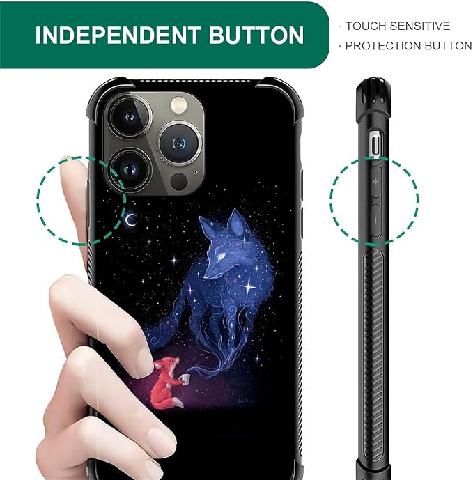 for iPhone 14 Pro Case, Galaxy Fox Wolf Pattern Graphic Design Girl Boy Soft - Image 3