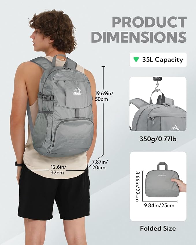 WATERFLY Hiking Packable Daypack Backpack: 35L Ultra Lightweight Day Pack - Image 3