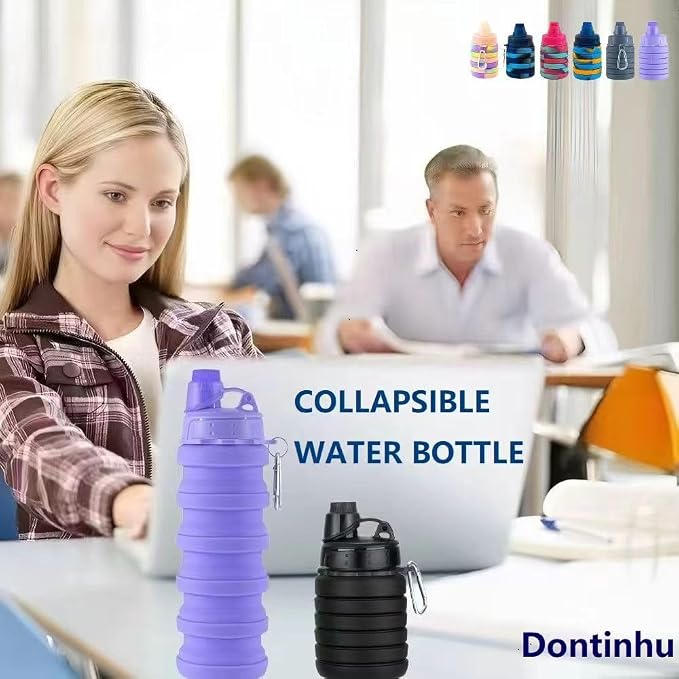 Collapsible Water Bottles 2 Pack Travel water bottle Sports Portable Water - Image 7