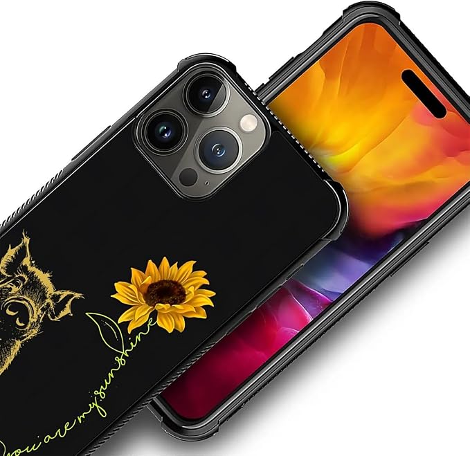 for iPhone 16 Pro Case, Pig Sunflower Yellow Sunshine Pattern Graphic Design - Image 4