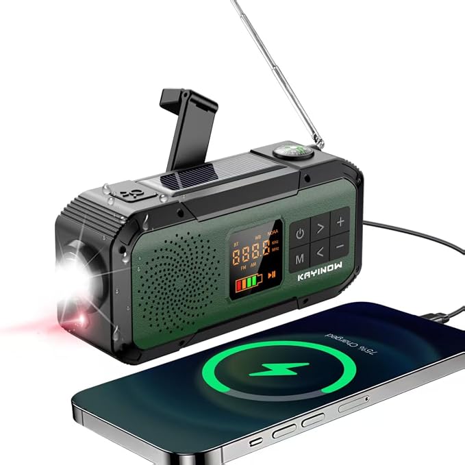 NOAA Weather Radio AM/FM, Portable 7400mWh/2000mAh Rechargeable Battery Operated by KAYINOW