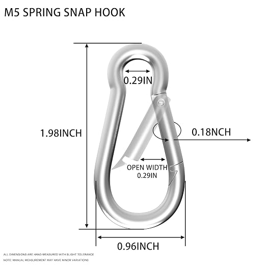 Carabiner, Heavy Duty Galvanized Steel Spring Snap Hook Carabiner Clips - Image 2