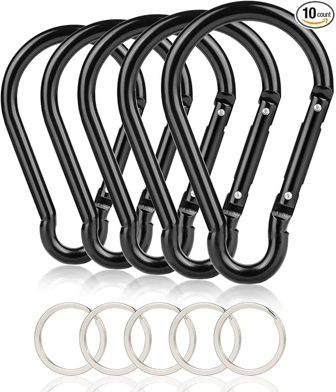 Carabiner Caribeaner Clip, Extra Large 4" Aluminum Carabeaner Keychain Hook by CampTek