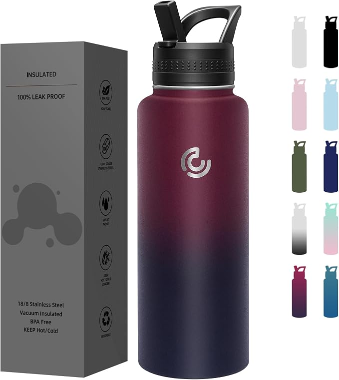 COKTIK 40oz Sports Water Bottle, Stainless Steel Water Bottle by coktik