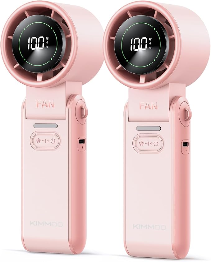 KIMMOO 2 Pack Pink Portable Handheld Turbo Fan-100 Speeds, Powerful 20000 RPM by KIMMOO
