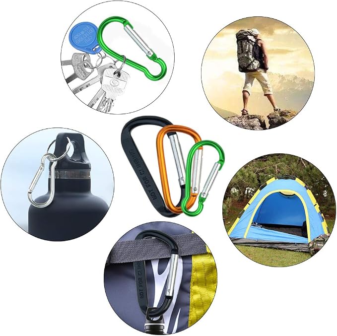 20 Pack Carabiners Clips with Keychain D Ring Caribeaner Clip Hook - Image 6